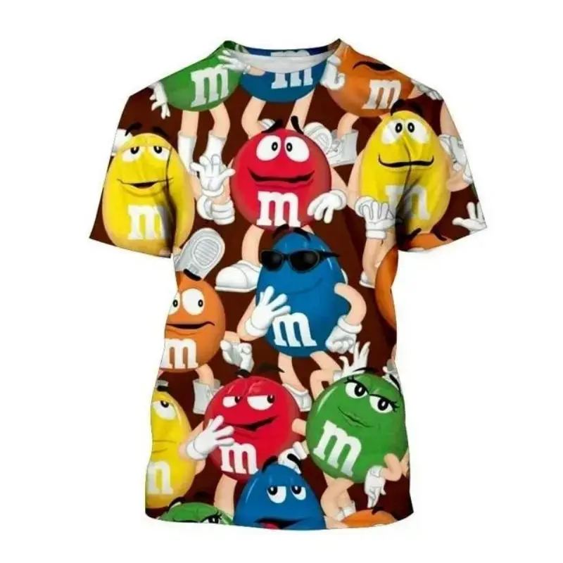 Summer Men Fun Fun Cute M Chocolate Bean Cartoon T-Shirt Fashion 3d Printed O Collar Short Sleeve Loose Casual Plus Size Top men t shirt
