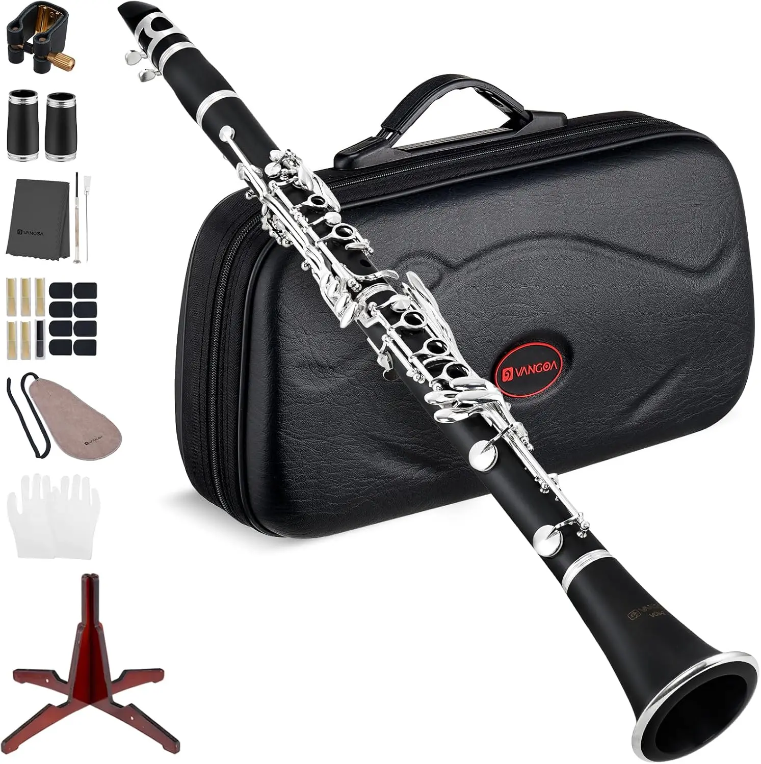 B Flat Clarinet for Beginners Intermediate, Upgraded Bb Ebonite Clarinet Silver-Plated for School Band Orchestra Adult St