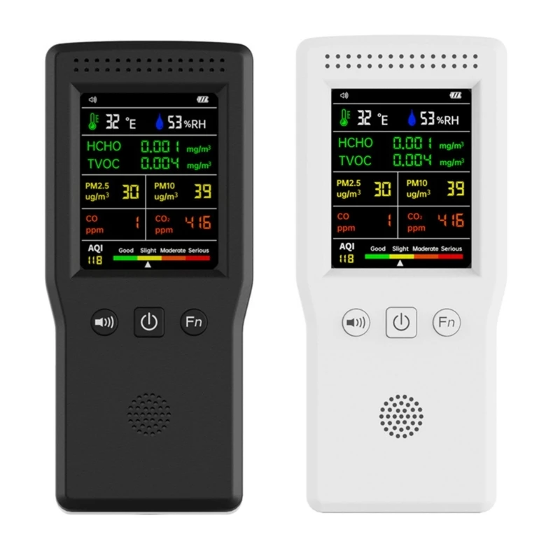 

9 In 1 Air Quality Detector PM2.5 PM10 HCHO TVOC CO CO2 LCD Color Display T8DF