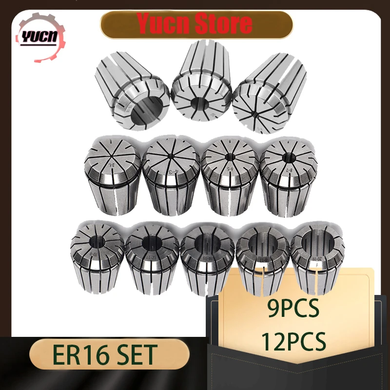

ER16 Collet Set10PCS Spindle Chuck Set 1-10mm ER16 Chuck 1 2 3 4 5 6 7 8 9 10mm 1/4 1/8 CNC Machining Center ER11 ER16 ER20 ER25