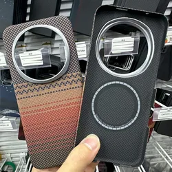 Aramid Carbon Fiber MagSafe Magnetic Ring Phone Case for Honor Magic8 ((Orange))