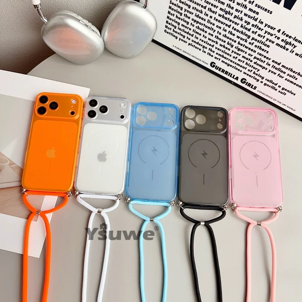 Crystal Clear Crossbody Necklace Lanyard Phone Case with Transparent Strap