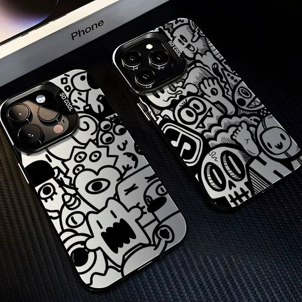 Matte Black Graffiti Style Phone Case