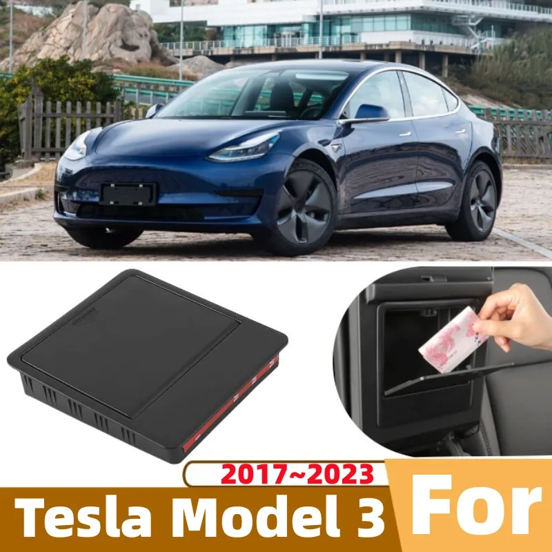 Auto-armsteunbox Auto Armsteun Box Cover Centrale Controle Interieur Accessoires Voor Tesla Voor Model 3 Y 2017 2018-2023 Opbergdoos voor auto- armsteun(Zwart