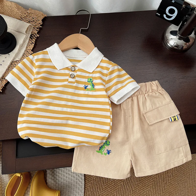 Abbigliamento per Bambini, Set Mamma e Figlio, Completo Estivo per Ragazzi, T-shirt e Pantaloncini in Cotone, Manica Corta, Moda 2 Pezzi - immagine 4