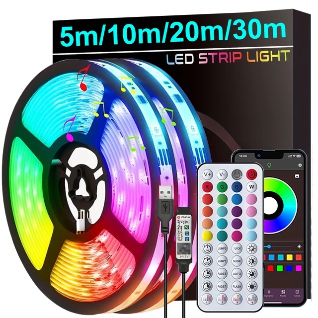 Bande lumineuse Led pour synchronisation de musique, avec contrôle par application, ruban lumineux Flexible pour décoration de fête à domicile, rétro-éclairage TV 1