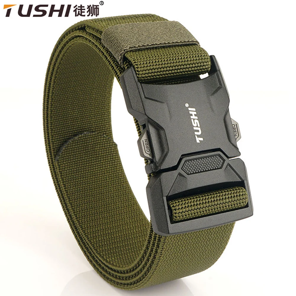 TUSHI Men Belt Army Outdoor Hunting Tactical Multi Function Combat Survival High Quality Marine Corps Canvas Nylon Male Luxury men s military outdoor tactical belt nylon fabric belts army style canvas cinturon striped male waistband ceinture tissu homme