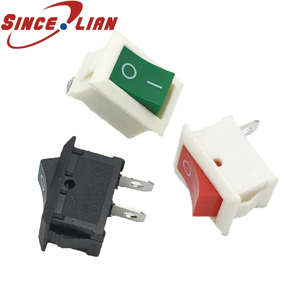 

50PCS Rocker Switch ST159 Roc 6A 250V ON-OFF Black/White/Red /green Power Button 21mm*15mm 2PIN Ship Type Switches