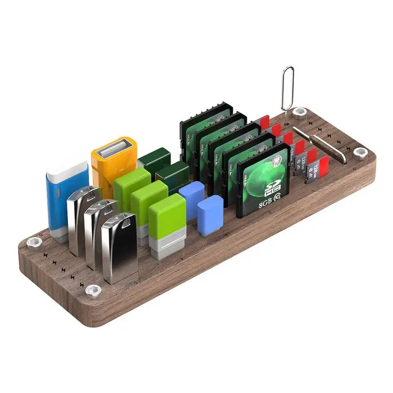 25 Slots SDCard Memory Card Wooden Storage Box for TF USB Type-C storage box bag