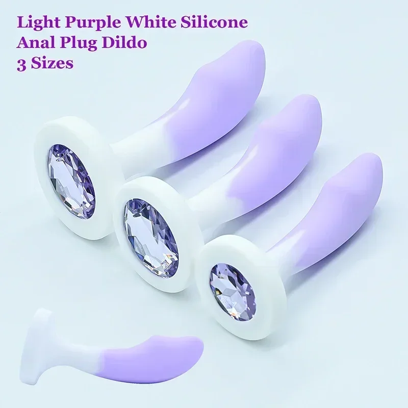 Anal Plug Butt Plug Silicone Rubber 3 Sizes Crystal Gemstone Base BDSM Prostate Massager Masturbation Adult Sexy Toy for Women
