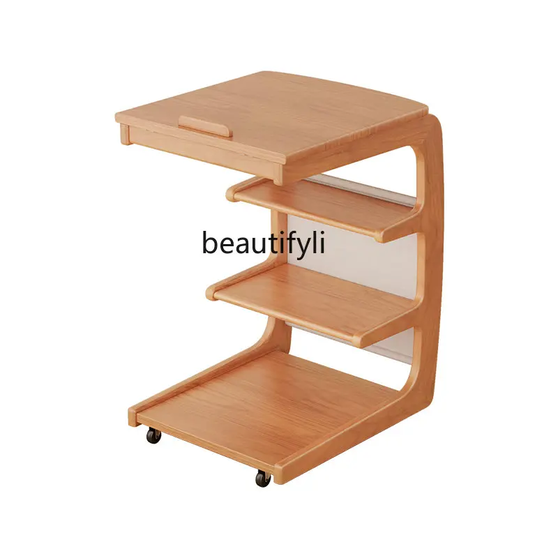 

Coffee Table Living Room Modern Household Movable Creative Solid Wood Side Table Sofa Side Cabinet Bedside Table with Wheels