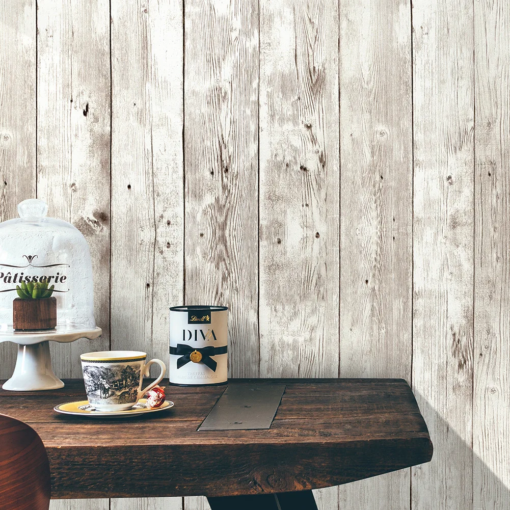 45cm Wallpaper PVC Wall Stickers Self-adhesive Big Roll DIY Waterproof Aged Wood Grain Furniture Home Decoration 4