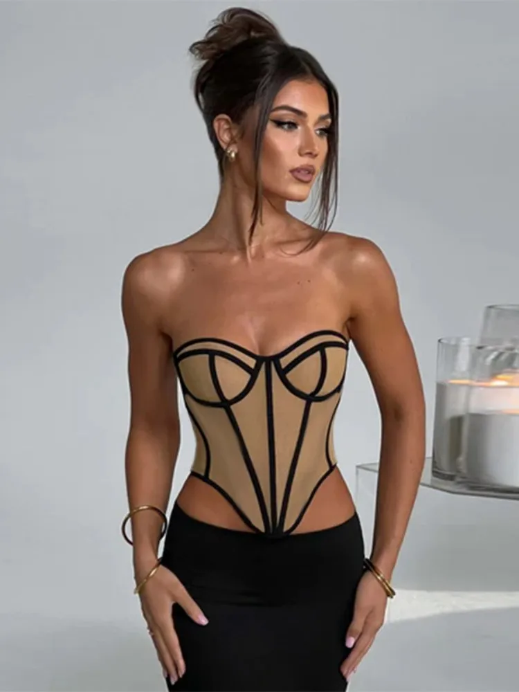 

Sexy Bustier Corset Top Summer Backless Y2k Tops Sleeveless Skinny Women Clothing Design Sense Line Fashion Hottie Ropa De Mujer