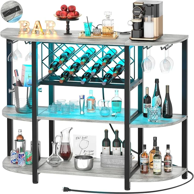 Cozy Eagle Industrial Wine Bar Table, Coffee Bar Cabinet with Storage