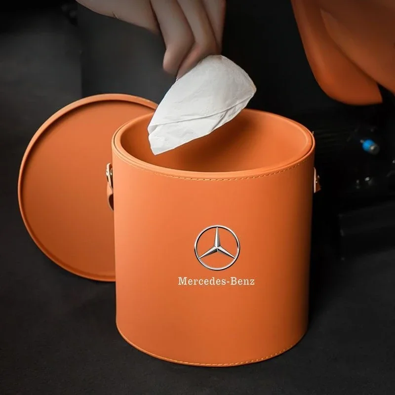 Car Trash Can Bin Storage Box Organizer for Benz AMG A C E S G Class W201 W210 W108 W204 W205 W203 car trash can