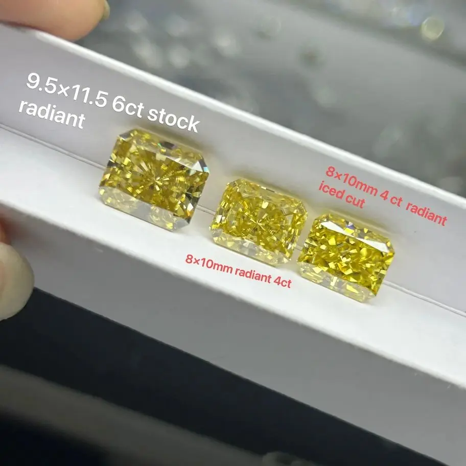 

Vivid Yellow Radiant Moissanite 1ct 2ct 3ct 5ct VVS1 Lab Created Rectangle Gemstone