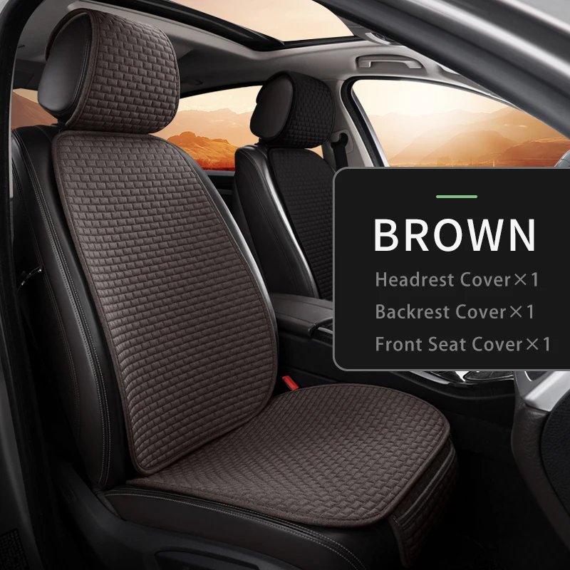 Karcle Cotton Linen Breathable Car Seat Protector - 4 Seasons Anti-Sweat Rear Seat Cover Kit