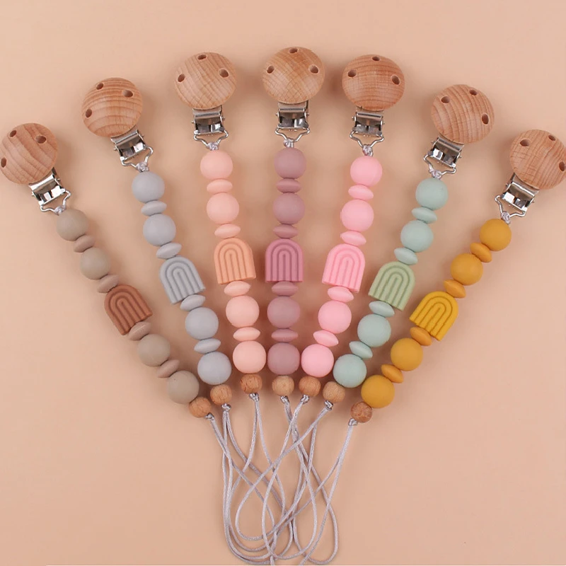 Baby Pacifier Clips Antidrop Wooden Soother Clip Pacifier Chain