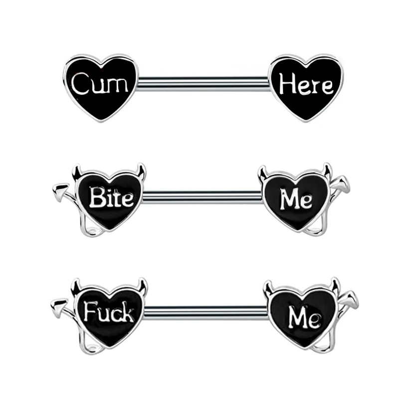 

Nipple Rings 14G 316L Letter Stainless Steel Nipplerings Barbells Nipple Piercing Jewelry for Women wholesales bite me