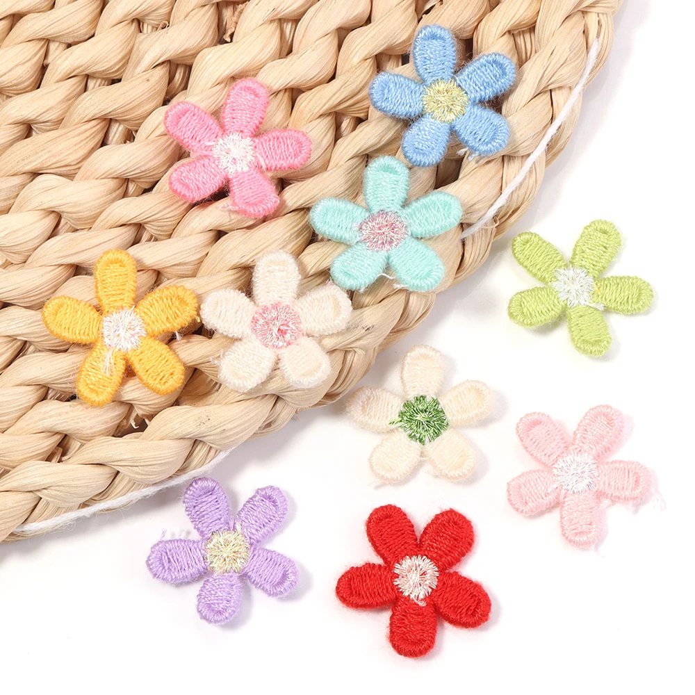 30pcs 여러 가지 빛깔의 꽃 아플리케 DIY 의류 바느질 웨딩 장식 액세서리에 대 한 2cm 꽃 수 놓은 패치
