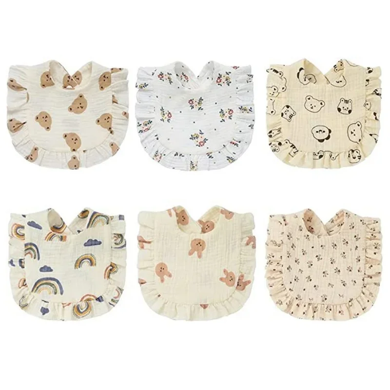 Baby Bib Newborn Bibs Cotton Infant Burp Cloths Feeding Drool Bandana Saliva Towel Toddler Ruffle Floral Bib Baby Accessory