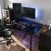 RGB LED Lights 60 Inch L Shaped Reversible Black Glass Gaming Desk Home Office Computer Table GTG L60 5