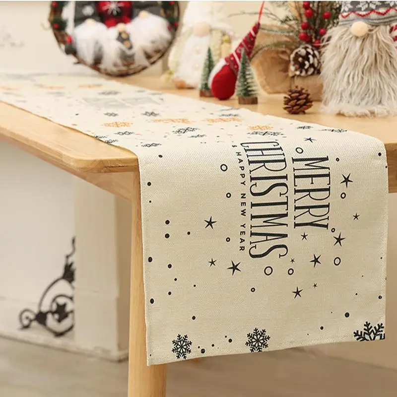 Christmas Table Cover Christmas Tree Tablecloth 13x72inch/33x180cm Snowflake Farmhouse Table Runner Red Black Plaid Table Cloth