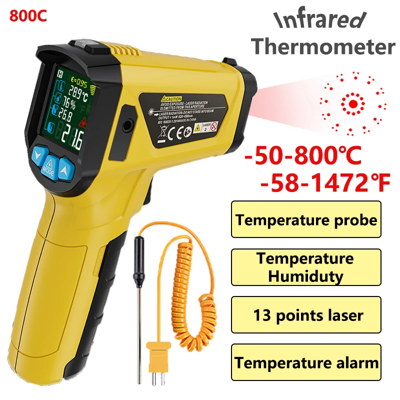 Mestek Non-contact Pyrometer 600&800&deg;C Industrial Digital Infrared Thermometer Food High Temperature Meter Sensor Termometro digital thermometer