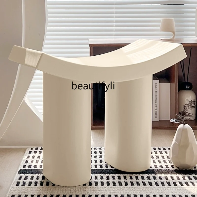 

Home Doorway Sofa Footstool Entrance Stool Designer Nordic Cream Style Minimalist vanity chair portable stool furniture