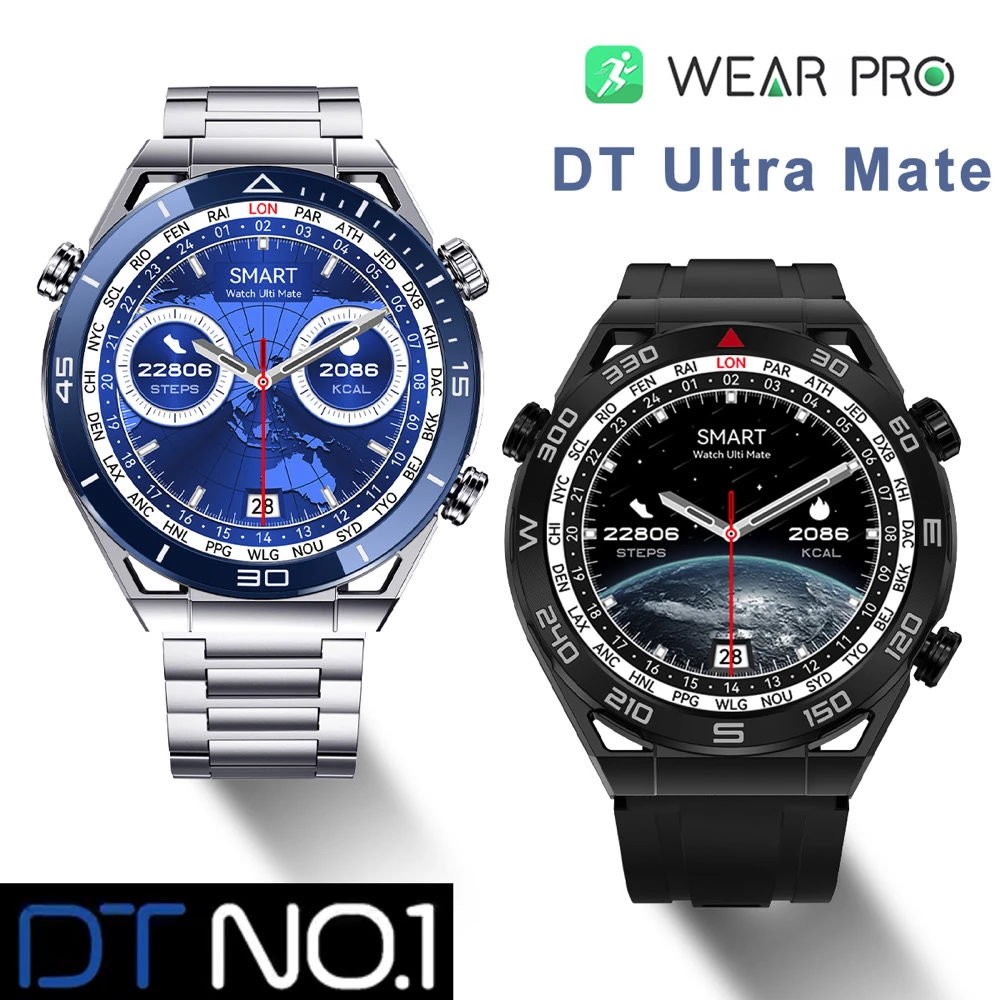 

DT UltraMate Smart Watch Men WEAR PRO Wristwatch Bluetooth Call Compass GPS Route Tracking NFC ECG 100+ Sports Mode Smartwatch