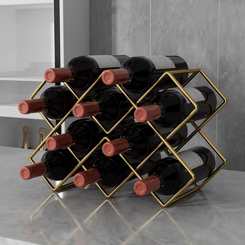 Luxury Designer Red Wine Rack Ornaments Simple Fashion Creative Red Wine Grid Rack Household Oblique Storage MS80