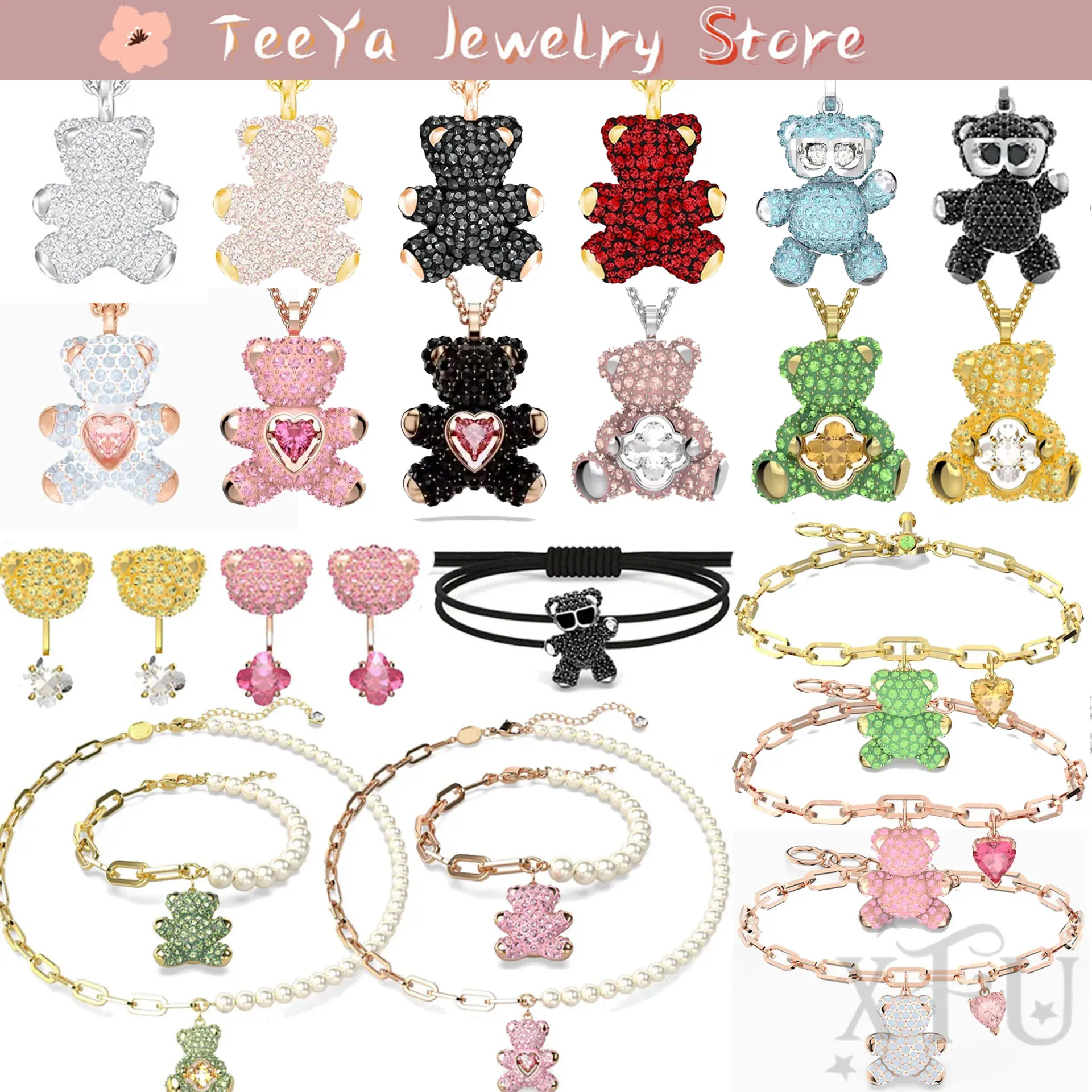 

2024 Original Teddy Trend Christmas Gift Fine Jewelry Sets Crystal Elements Necklace Bracelet Earrings XFU for Women Party Gift