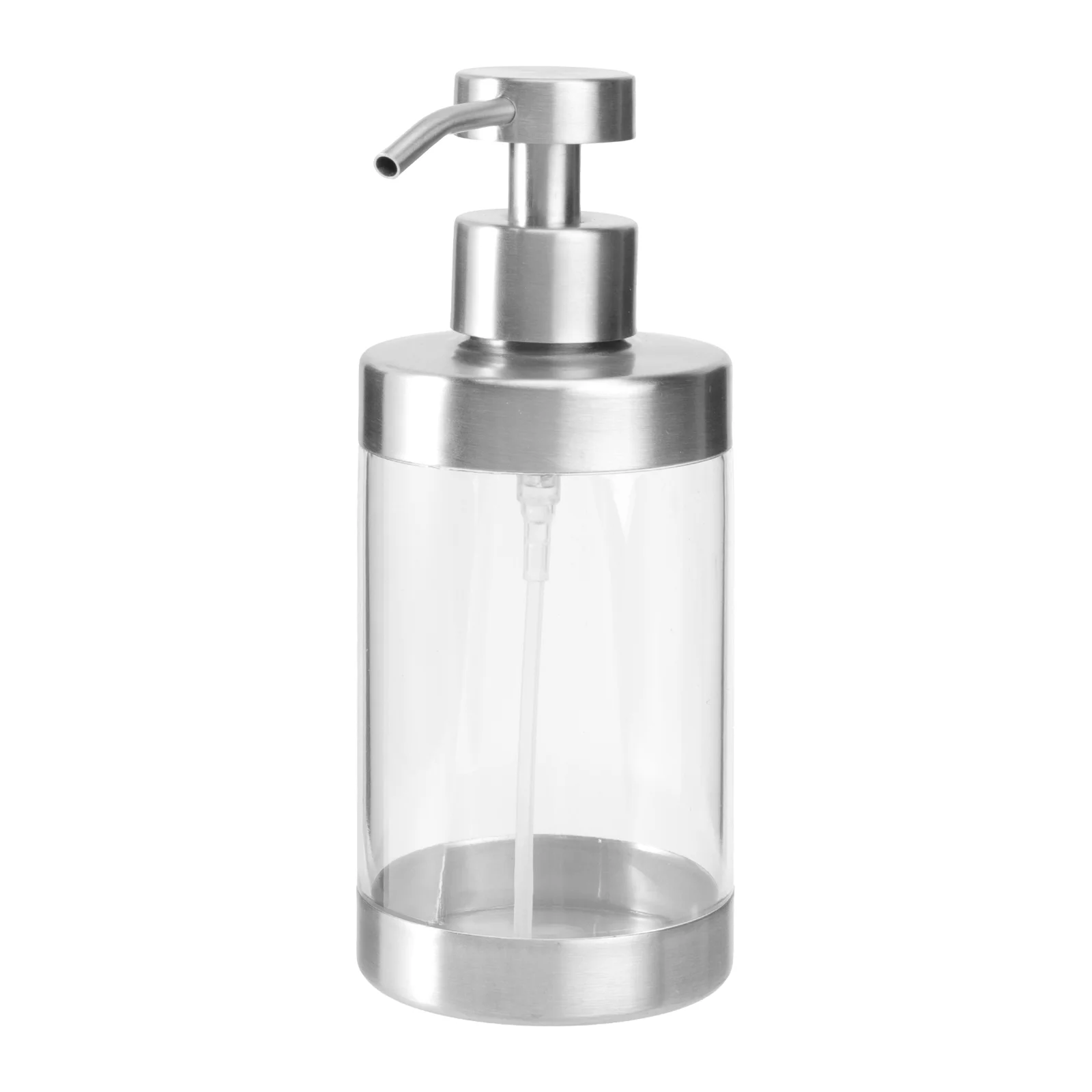

Stainless Steel and Acrylic Soap Dispenser Foaming Liquid Soap Dispenser Manual Clear for Kitchen and Bathroom Countertops