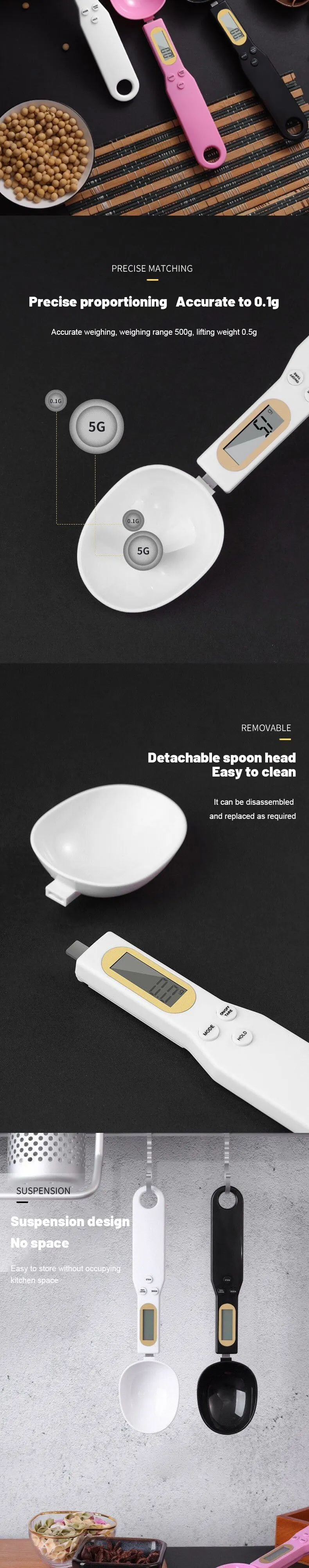 Description Picture 3 of item1Pc LCD Digital Measurement Adjustable Weighing Spoon Kitchen Scale Electronic Measuring Spoon Coffee Powder Scale Baking Scale