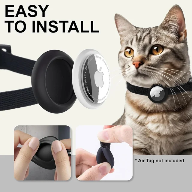 Airtag Cat Collar for Apple Tag Anti-Lost GPS Tracker Protective Case Light Fashion Stretch Elastic Cats Collar for Kitten Puppy 3