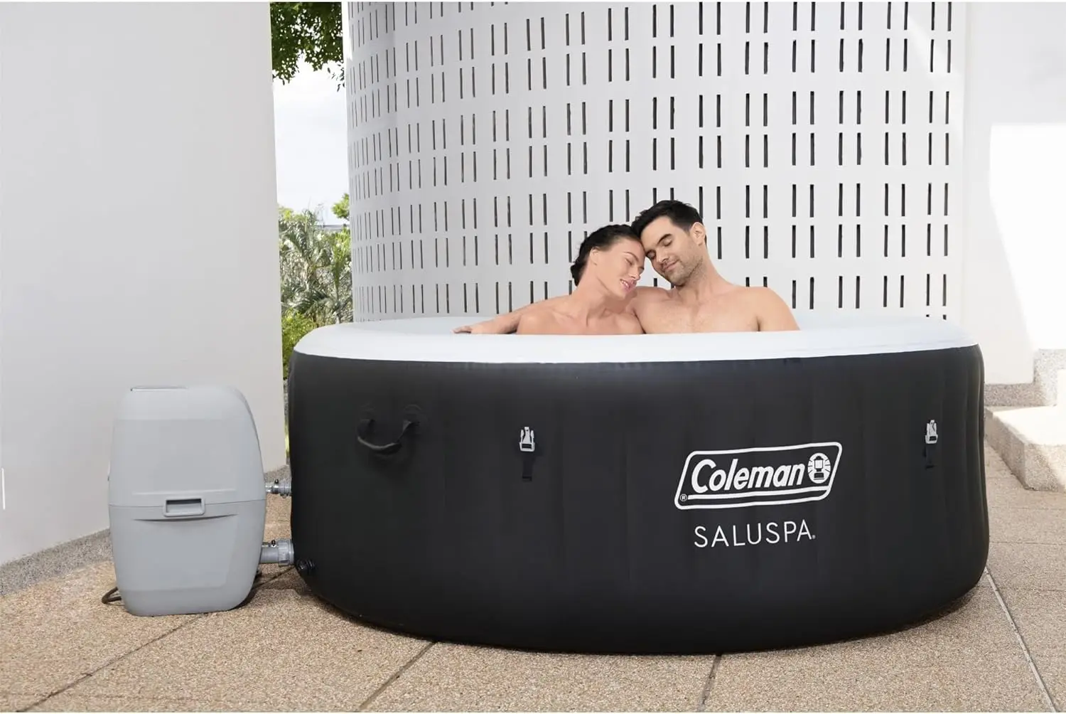Miami AirJet Large Round 2 to 4 Person Inflatable Hot Tub Portable Outdoor Spa with 120 AirJets and EnergySense Cover, Black 2
