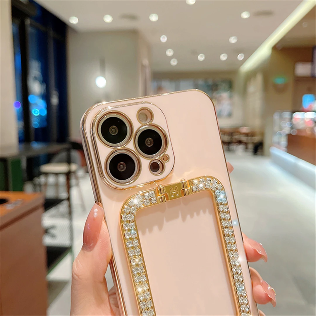 Silicone Phone Case With 3d Crystal Square Holder For Xiaomi_voghion.com
