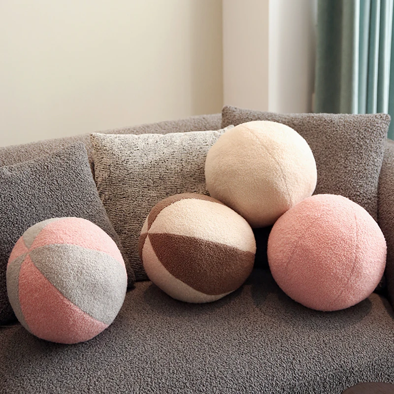 

Bubble Kiss Plush Round Wool Cushion Nordic Colorful Ball Shaped Stuffed Soft Pillow for Sofa Office Popular Macaroon Cushion