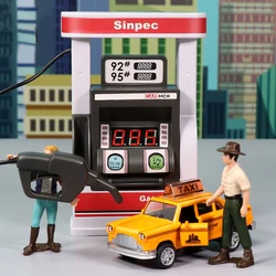 Children's Simulation Gas Station Alloy Die-casting Taxi Model Vehicle Toy Boy Educational Gift 6-8 Years Old