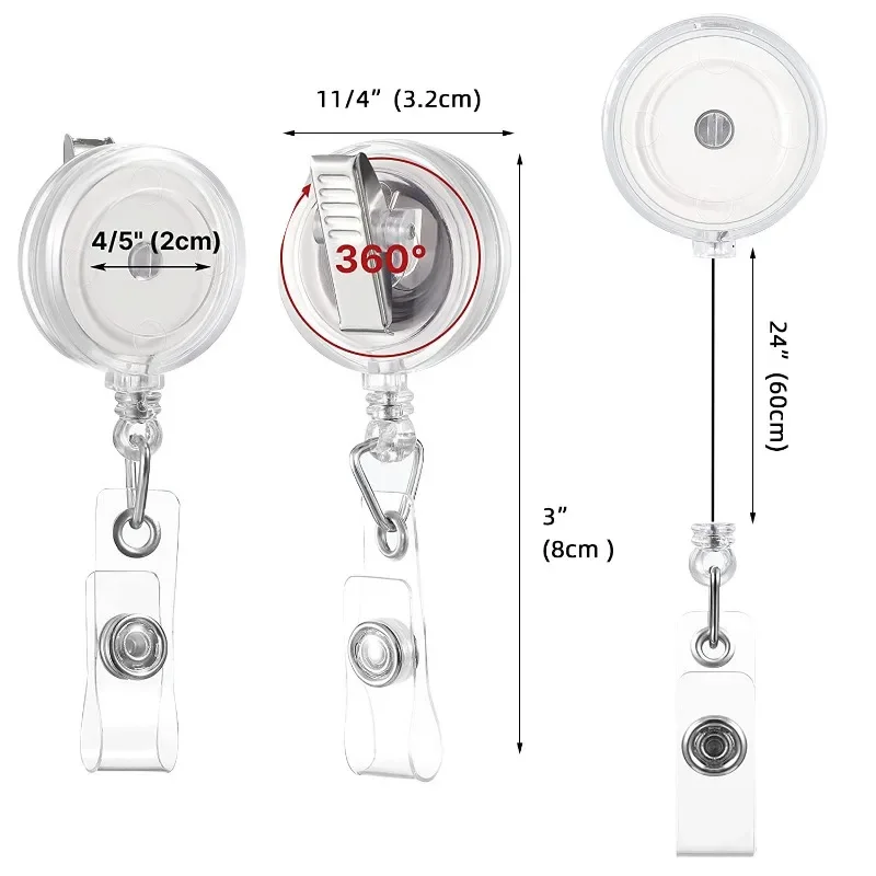 Working Permit Pass Card Holder Retractable ID Badge Reel