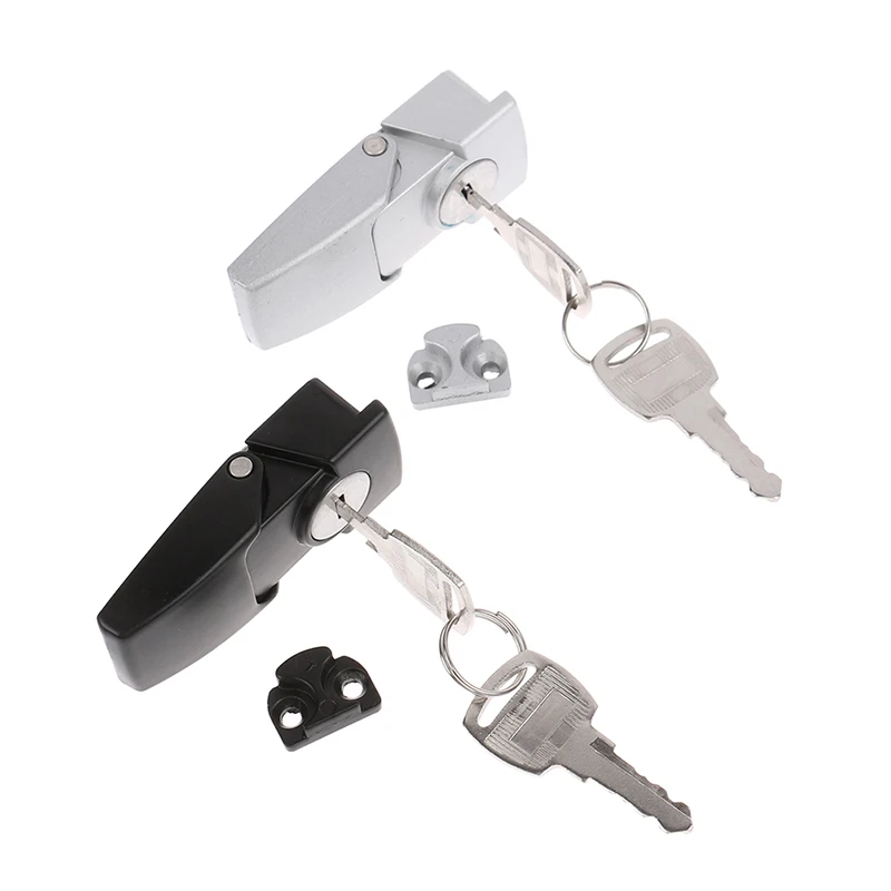 Cabinet Black Coated Metal Hasp Latch Security Toggle Lock With Two Keys 1Pcs(A