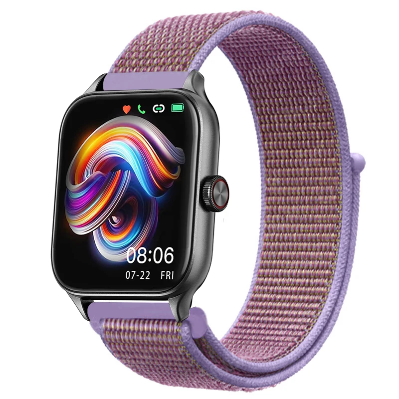 Sport Nylon Loop Bracelet Strap, 22mm or 20mm, Compatible with Popular Smartwatches