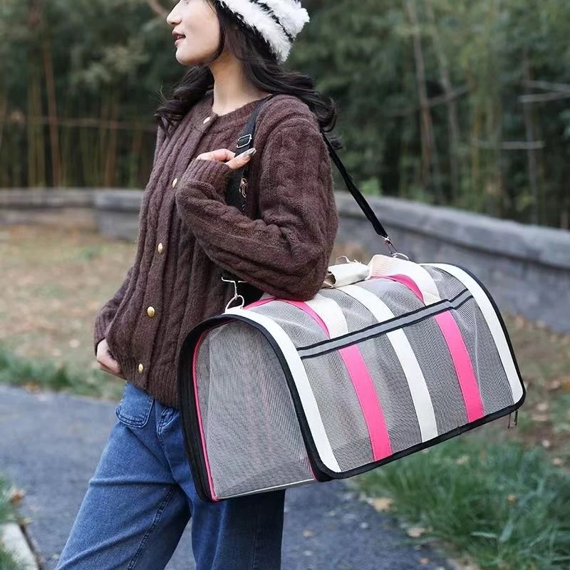Pets go out breathable Travelling Carrying Bag Portable foldable small to medium dog cage mesh handbag Cats Dogs