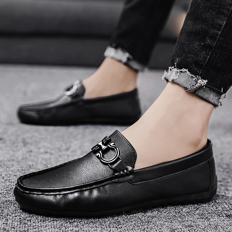 2024 New Men's Casual Fashion, Men's Boat Shoes, Driving Shoes, Men's Bean Shoes, Soft Sole Casual Leather Shoes