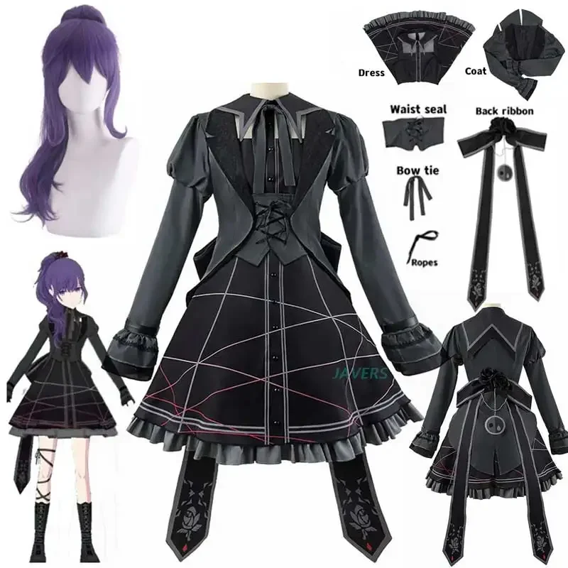 

Asahina Mafuyu Cosplay Costume Game Project Sekai Colorful Stage Dim Light Gothic Cosplay Black Dress JK Uniform Outfits Costume