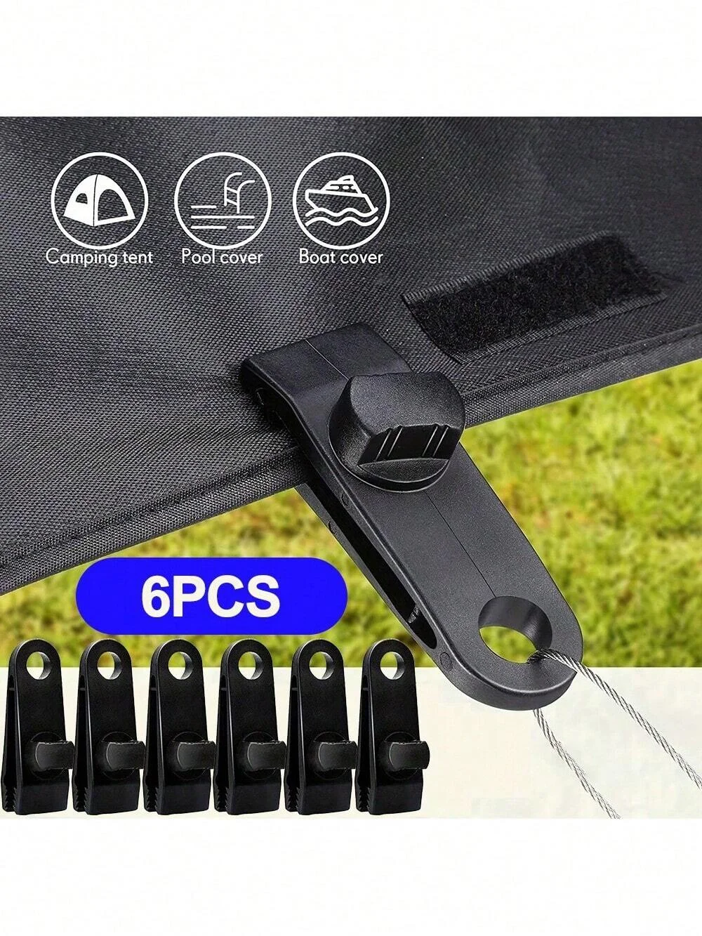 6pcs Heavy Duty Lock Grip Tarp Clamps Tarp Clips Pool Awning Fasteners Clips, For Outdoor Camping Canopy Camping Stuff