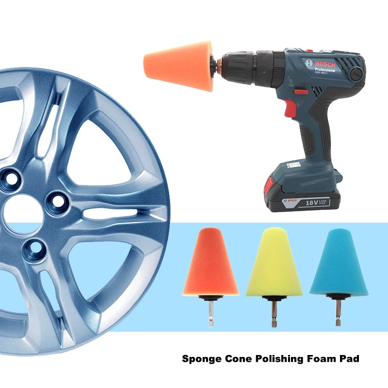 1-3 Stück Konische Schwamm-Polierkegel für Autoreifen, Felgenpflege, Metallpolitur, Reinigungsschaum-Pad, Radwerkzeug – Detail 14