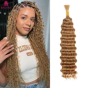 27 Color Deep Wave Bulk Human Hair for Braiding No Weft Virgin Hair 28 Inch Curly Human Braiding Hair Extensions for Boho Braids