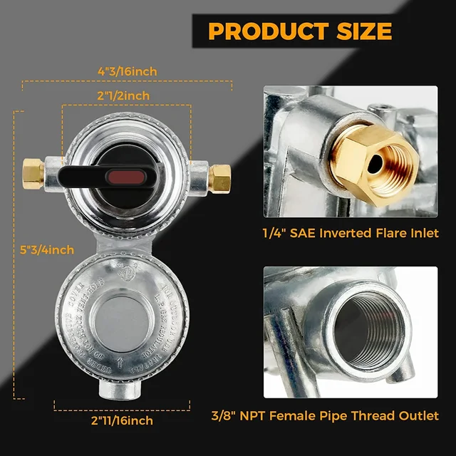 Kettős Színpadi Automatikus Szabályozó Rv Gas Propane 2 Tartály Lp Auto Átváltó Kapcsoló 1/4 "Sae Bemeneti 3/8" Npt Outlet Kiadó Henger - Image 3