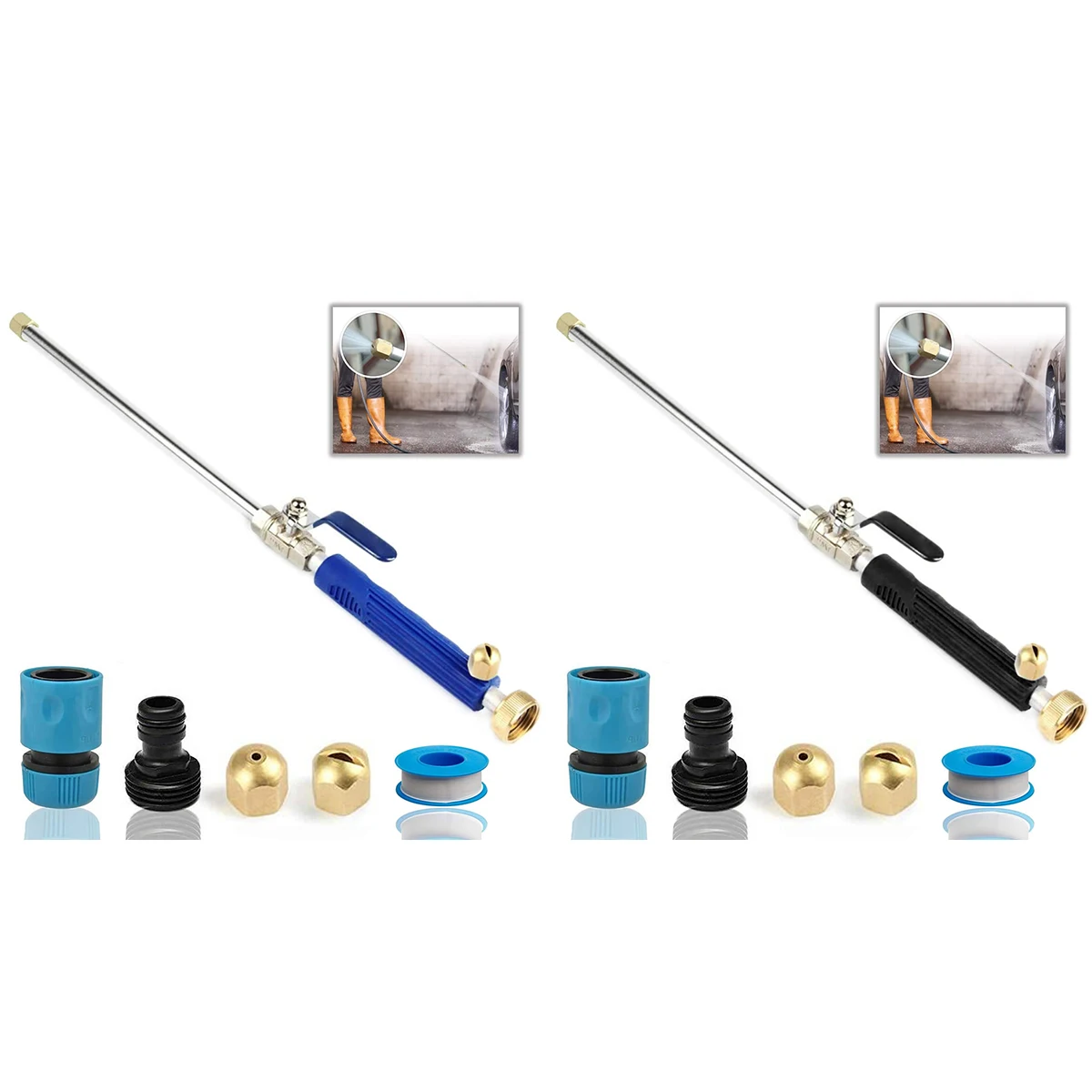 L High Pressure Sprayer Water Spray Nozzle Metal Washer Wand Portable Watering Sprayer With 2 Nozzles Water Power Nozzle For